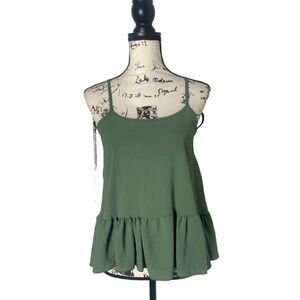 FORPEN SZ S green ruffle tank top